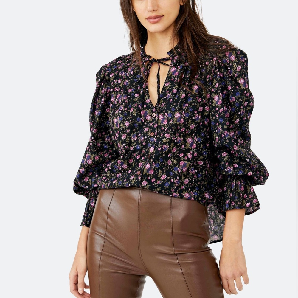 FREE PEOPLE Meant To Be Floral Blouse